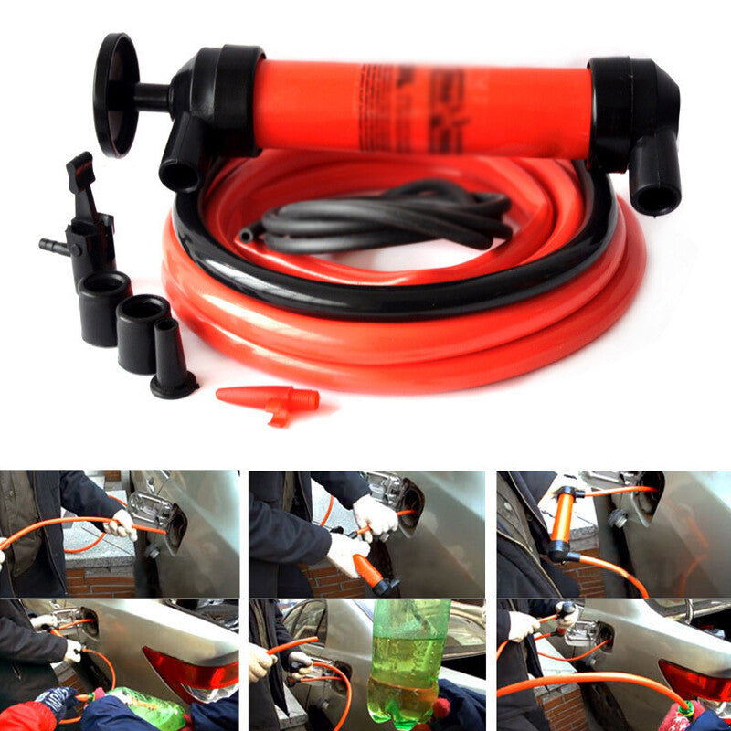 Manual automotive fuel fluid suction vacuum extraction transfer siphoning pump kit - n