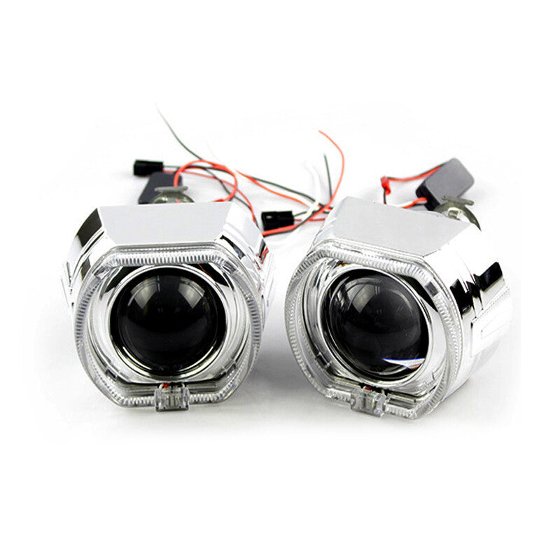 2.5-inch LED Angel Eye HID Dual Xenon Headlight with Projector Lens - Red Devil Eye n