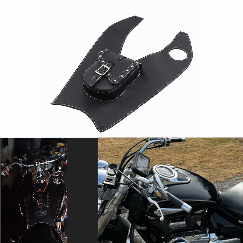for Suzuki Intruder VL800 Black Artificial Leather Tank Cap Panel Cover Pad Bag Q