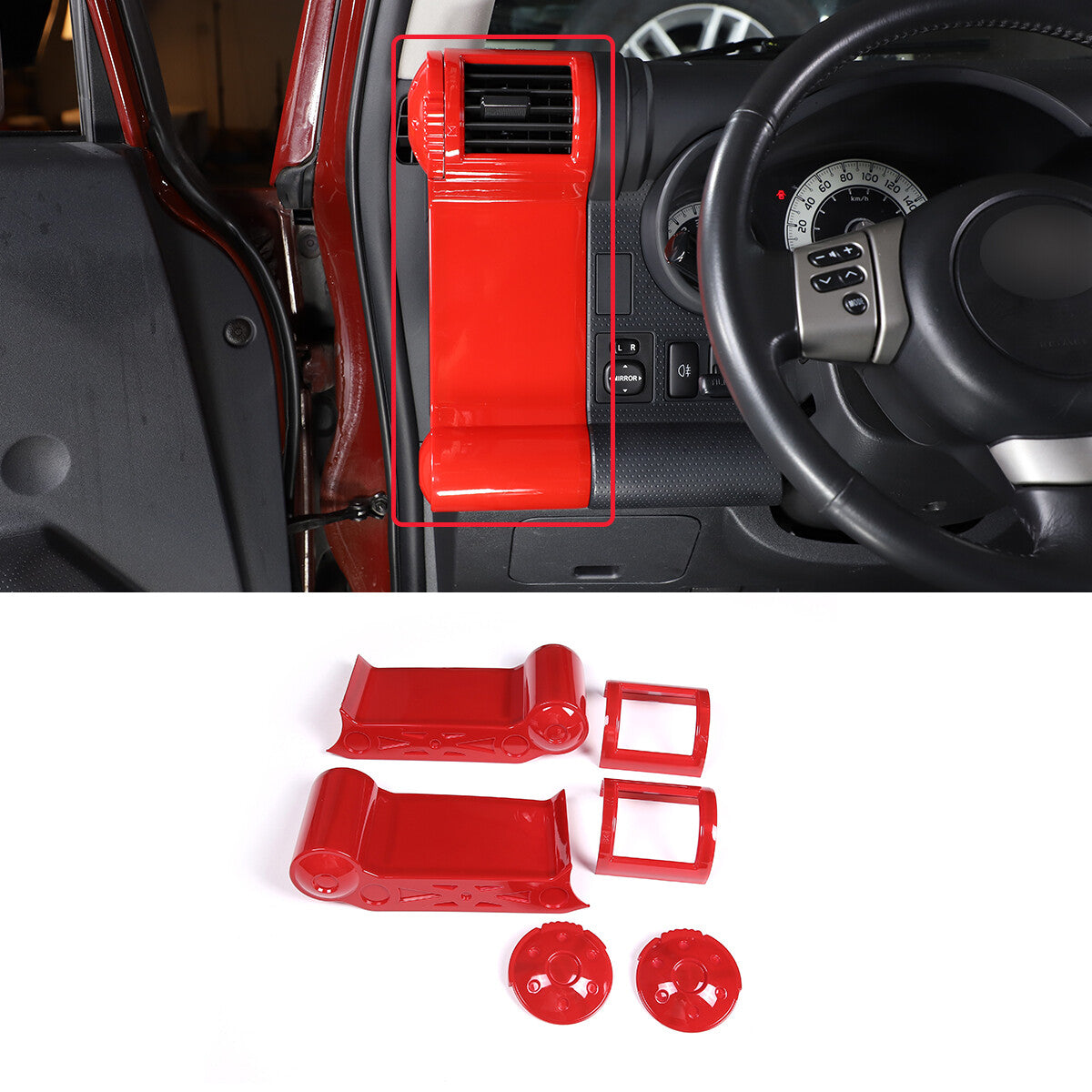 Red interior center air conditioning control panel trim for Toyota Tacoma 2006-2015