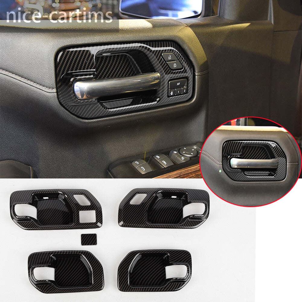 Carbon Fiber ABS Door Handle Bowl Cover for Chevy Silverado / for GMC for SIERRA 1500 19+