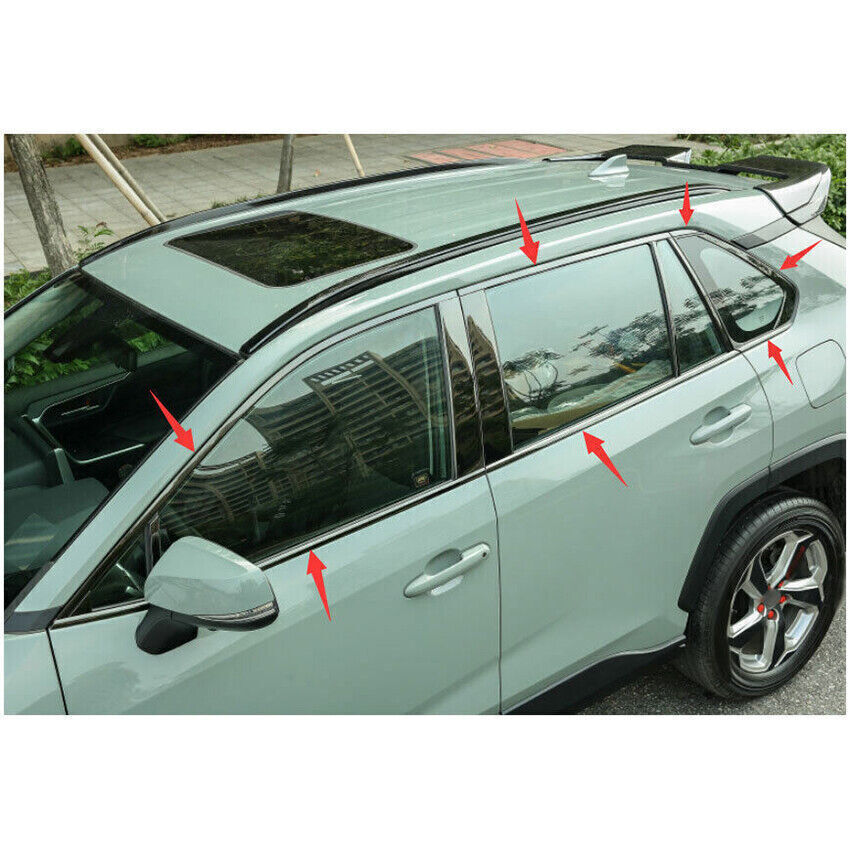 Black Stainless Steel Window Strip Cover Trim For Toyot@a RAV4 2019-2024 B n