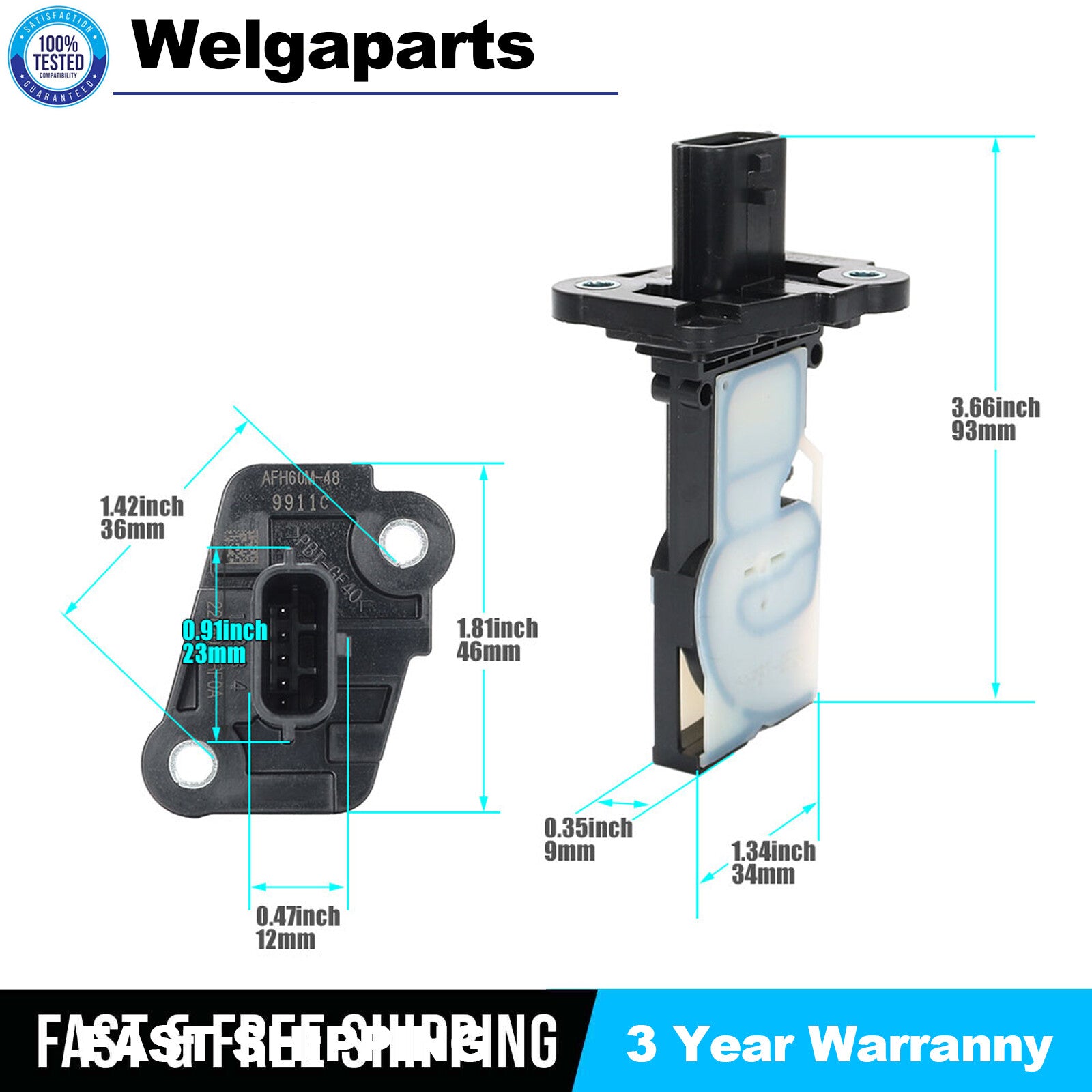 Mass Air Flow Sensor 22680-BV80B for Nissan Pathfinder Rogue Sport Sentra 1.8L