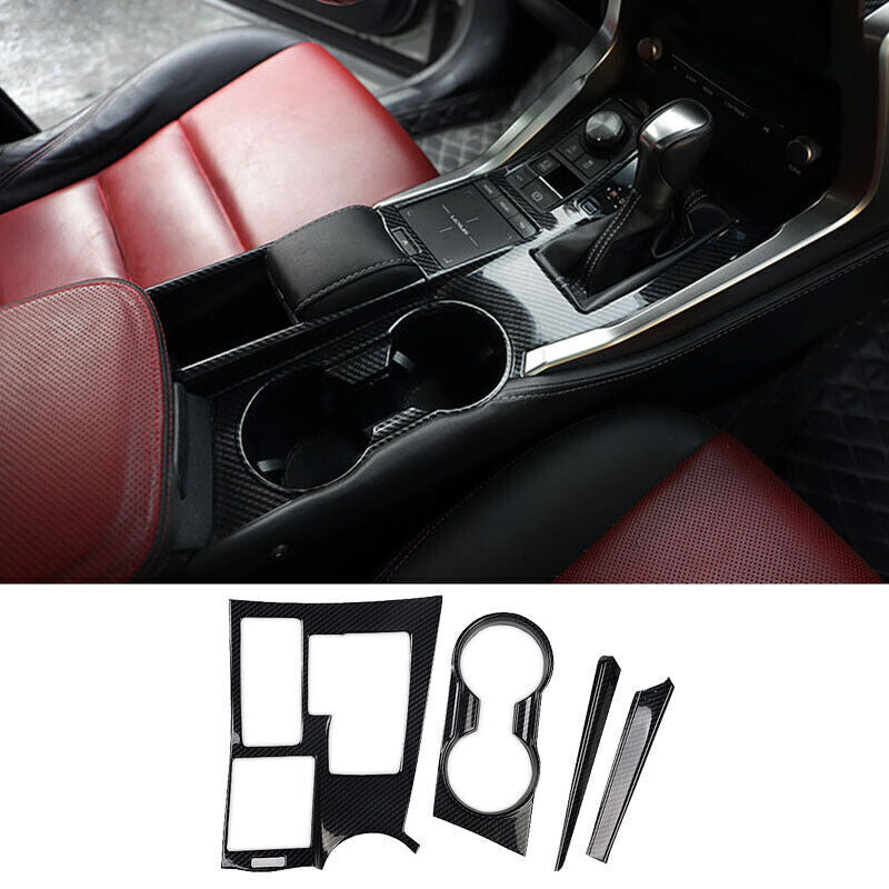 for Lexus NX200T 300h 2015-2021 Carbon Fiber ABS Gear Shift Panel Trim Cover 4Pc