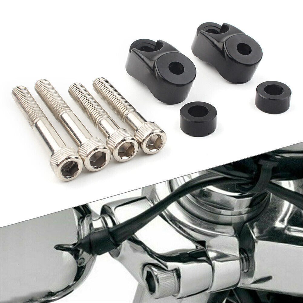Front Turn Signal Mount Bracket Relocation Kit for Harley Dyna 39mm 49mm Black Q