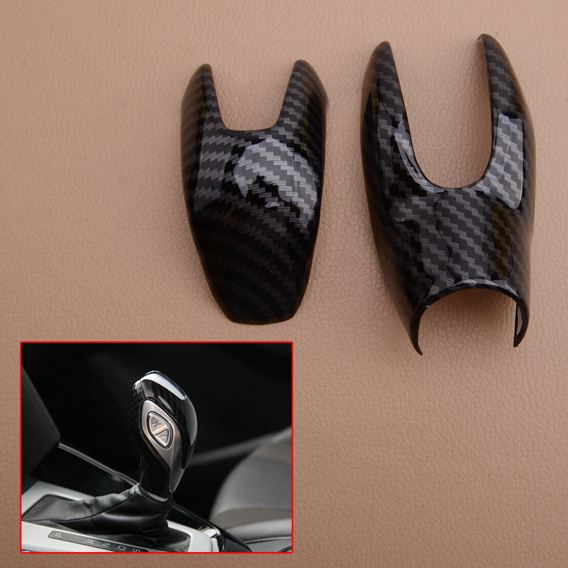 Gear Shift Knob Cover Trim Frame Fit for Focus Automatic Carbon Fiber Look v