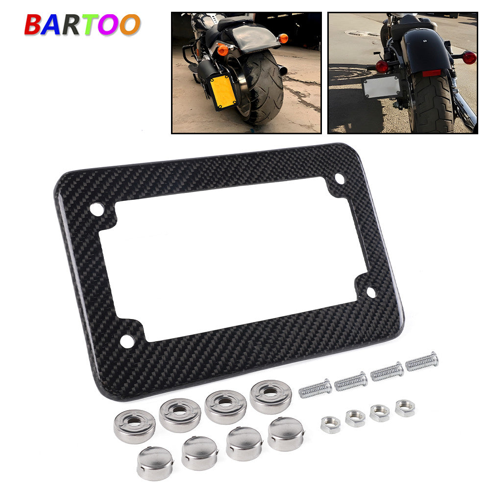 Real 100% Carbon Fiber Motorcycle License Plate Frame Orignial 3K with Free Caps Q