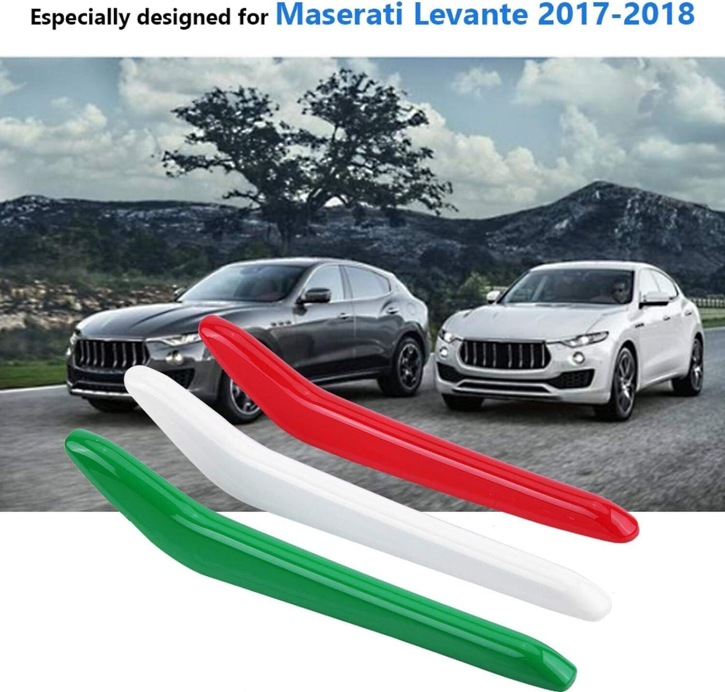 Tricolor Car Front Center Grill Insert Cover Trim for Maserati for Levante 2017-2018