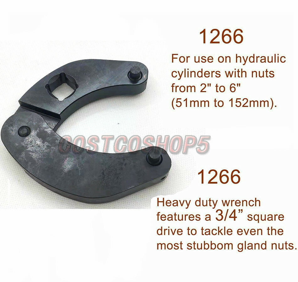 Adjustable Gland Nut Wrench 1266 Pin Spanner Tools 3/4inFit Hydraulic Cylinders