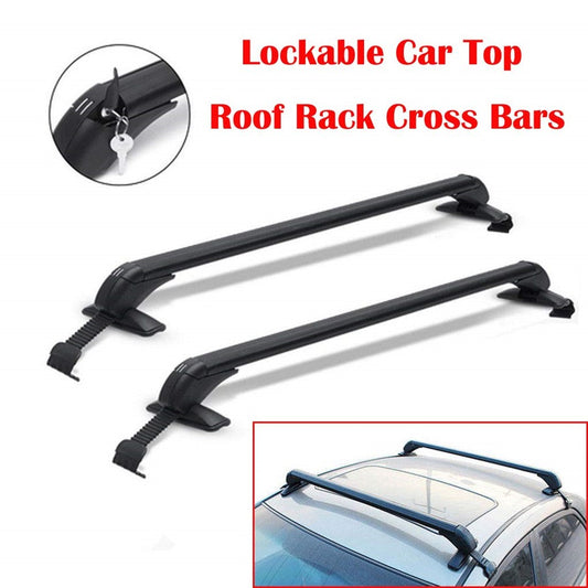 Lockable Car Roof Rack Cross Bar Side Rails Bars Luggage Carrier Kits Universal Q