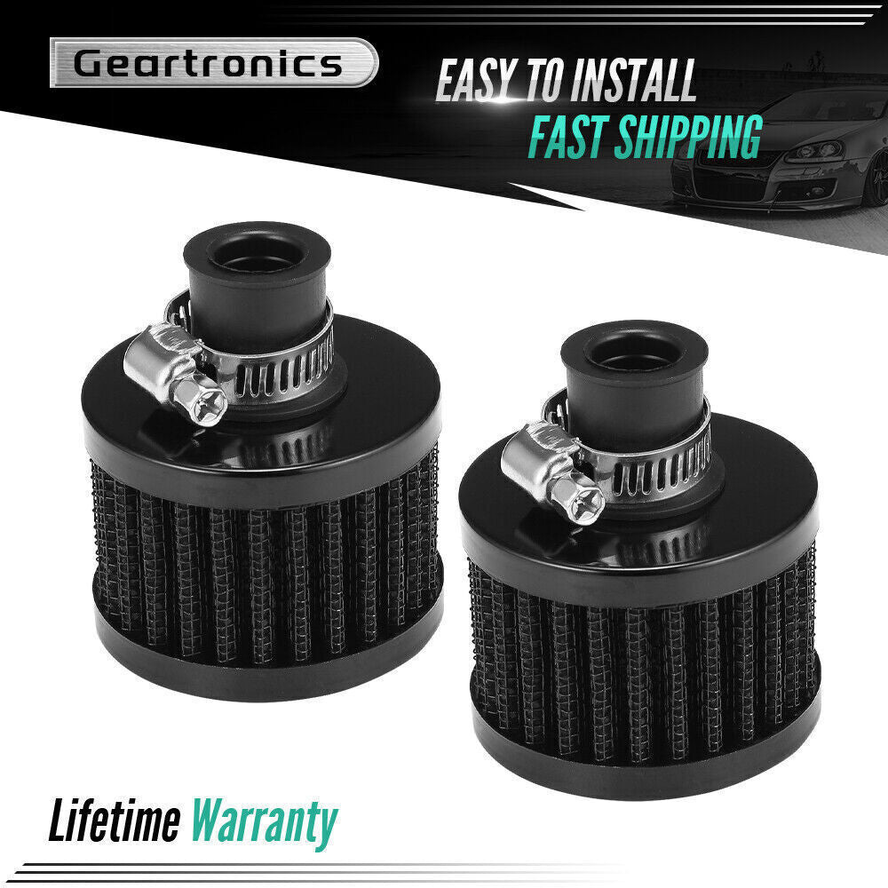 2Pcs 12mm Cold Air Intake Filter Turbo Vent Crankcase Car Breather Valve Cover!
