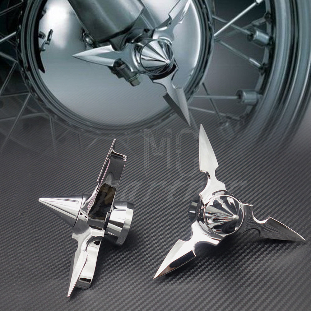 Chrome Spun Blade Spinning Front Axle Cap Nut Cover for Harley Dyna Touring XG Q