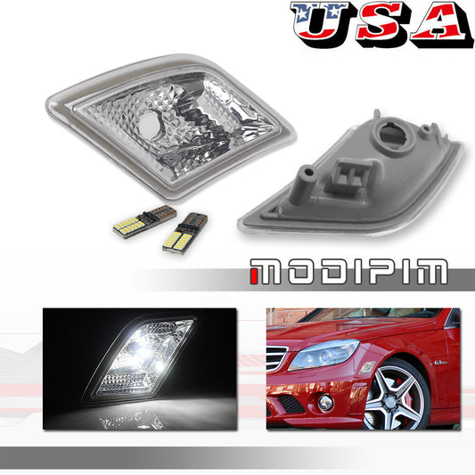 Transparent lens side marker light with white LED suitable for 08-11 for Mercedes W204 C250 C300 C350- v