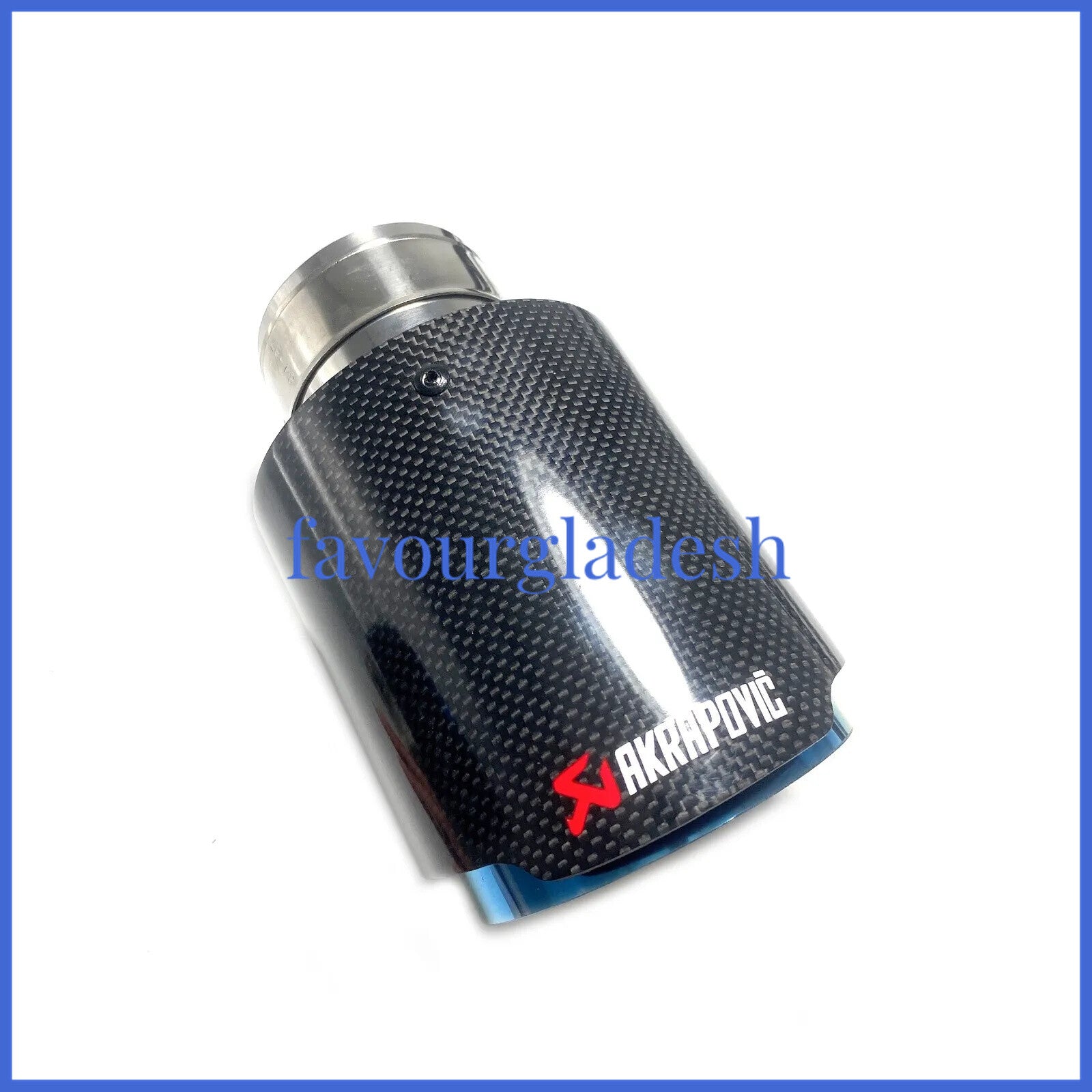 1X 2.5 63mm  4.5114mm Akrapovic Glossy Carbon Fiber Exhaust tip Blue End pipe