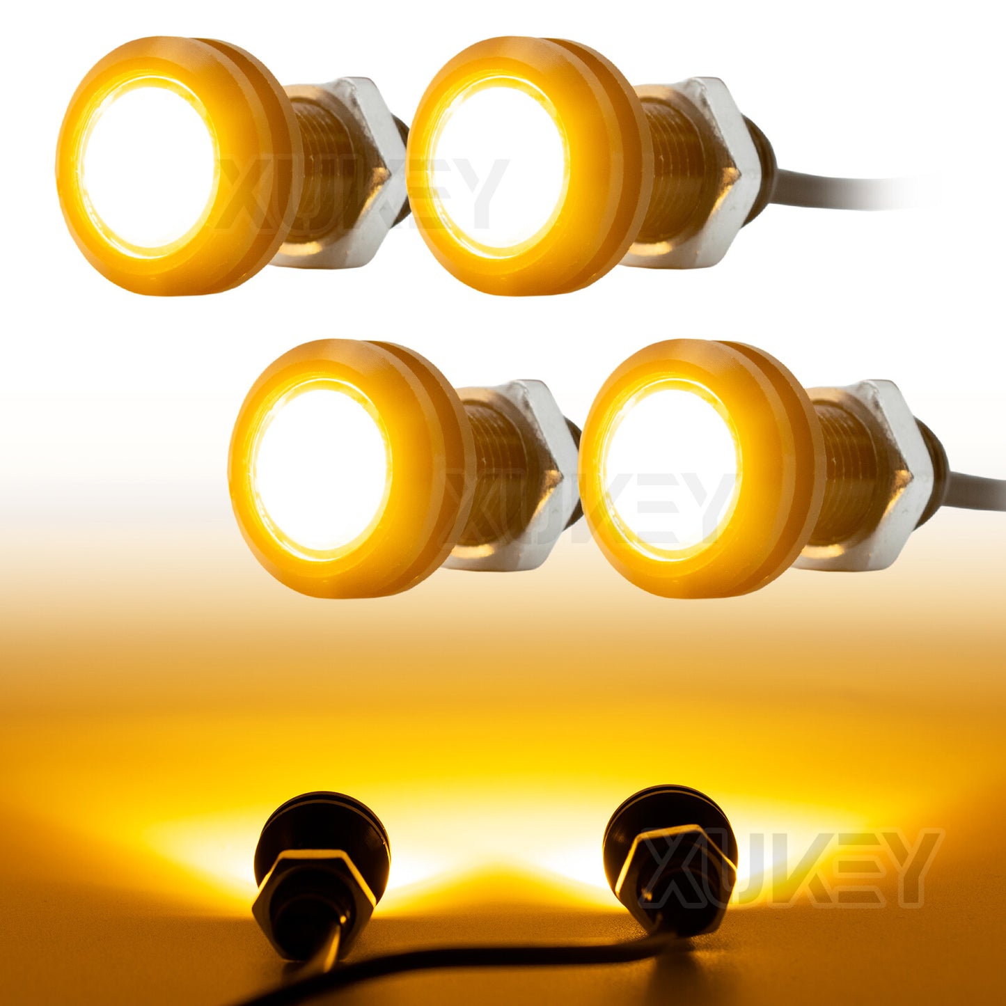 4x Amber for Eagle Eye LED Lights Motorbike Driving Car Lamp Parking Light 18mm