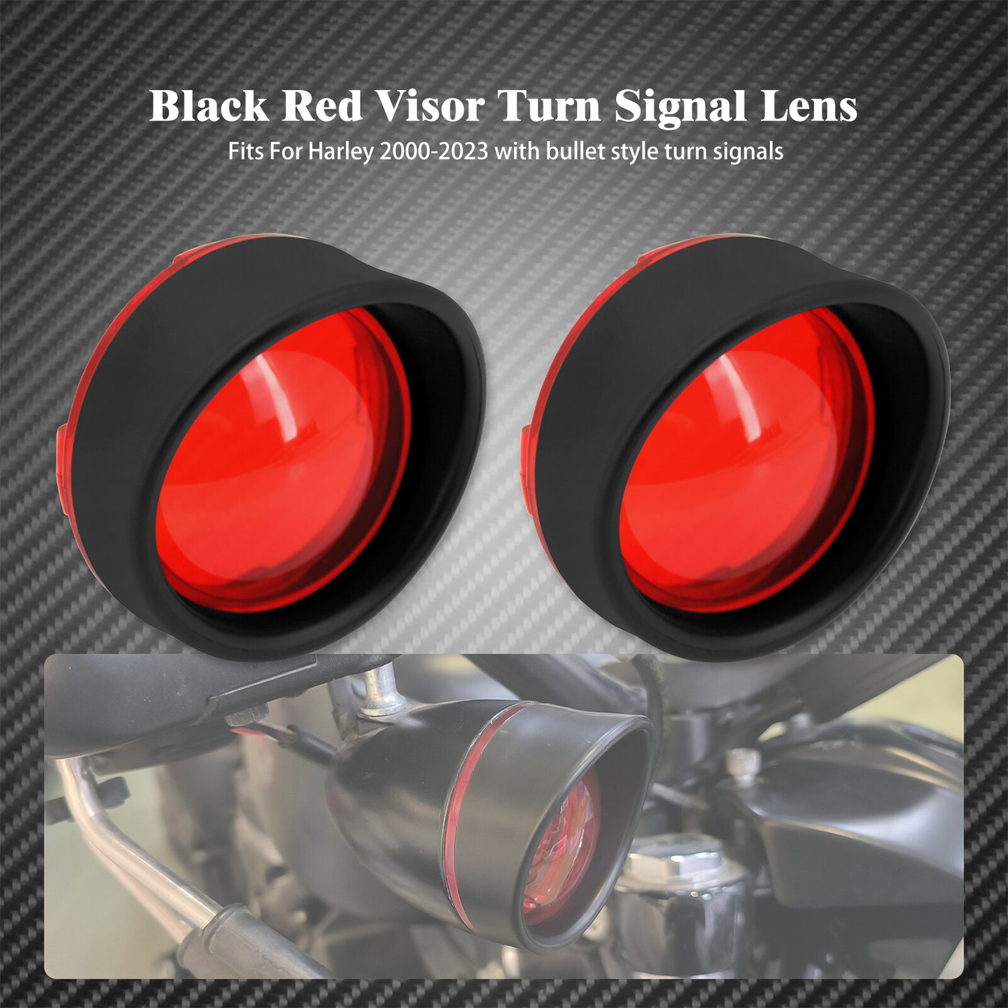 Front Red Visor Deuce Turn Signal Lens Cover Fit For Dyna Softail Sportster Q