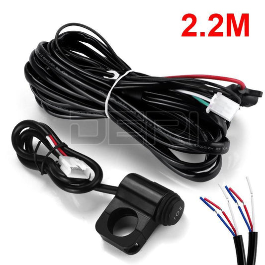 2.2M Motorcycle Spot Fog Light Headlight Wiring Harness Cable On-Off Switch