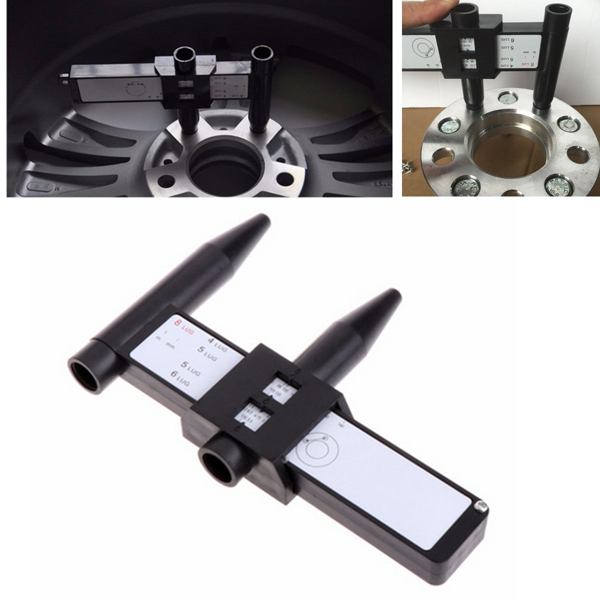 Car Wheel PCD Bolt Pattern Gauge Tool Rim 4 5 6 8 Lug Measurement Instrument