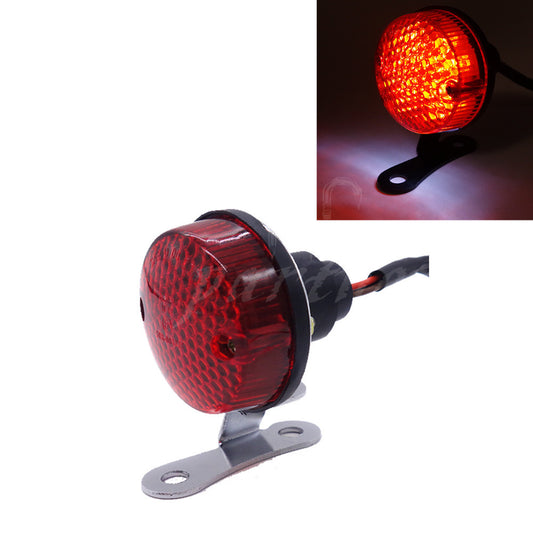 Chrome LED Vintage Tail Brake Rear Running Light F Cafe Bobber Cruiser Chopper Q
