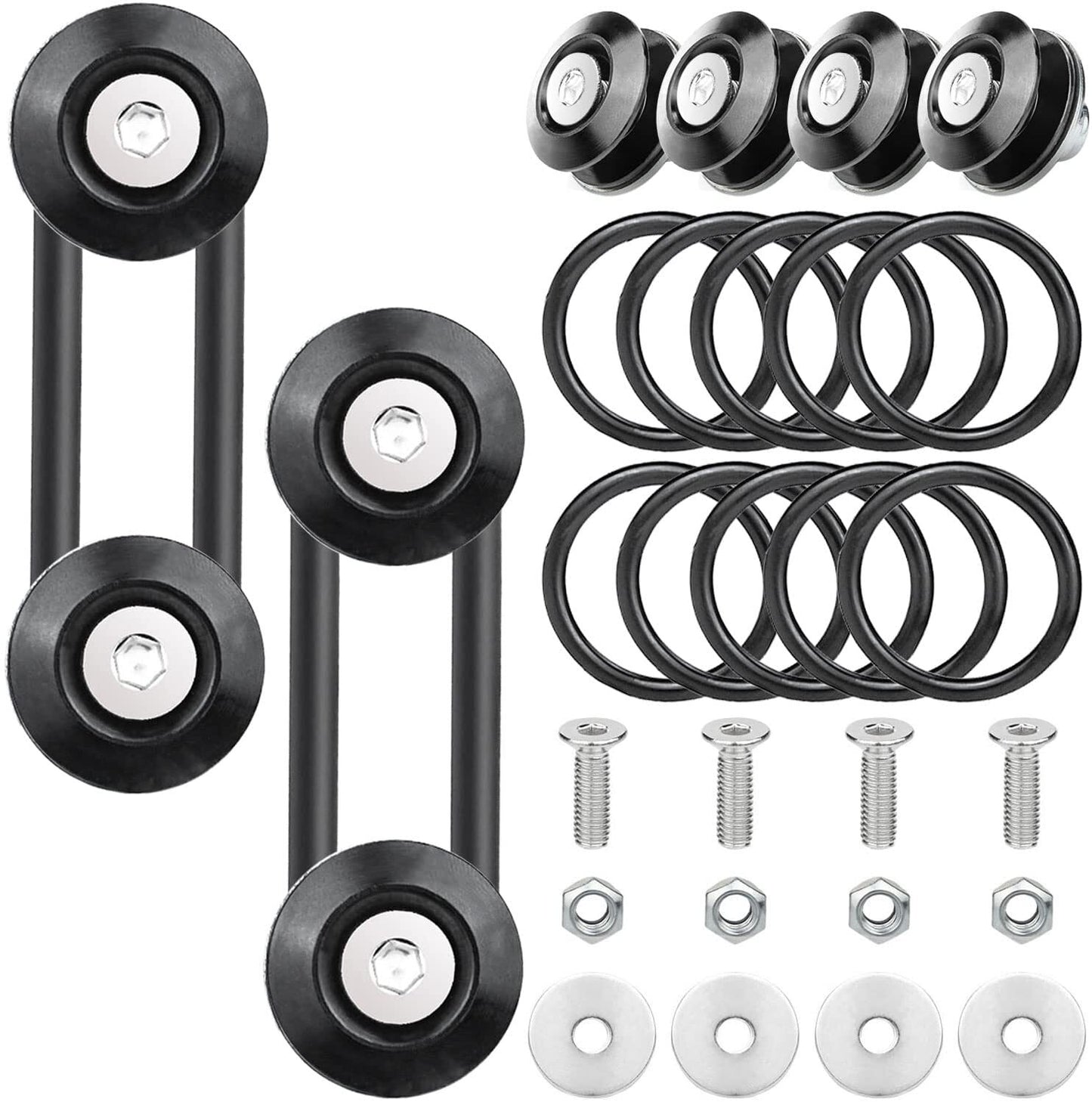 8-piece black bumper quick-release front and rear bumper fasteners and trunk mudguard clip kit