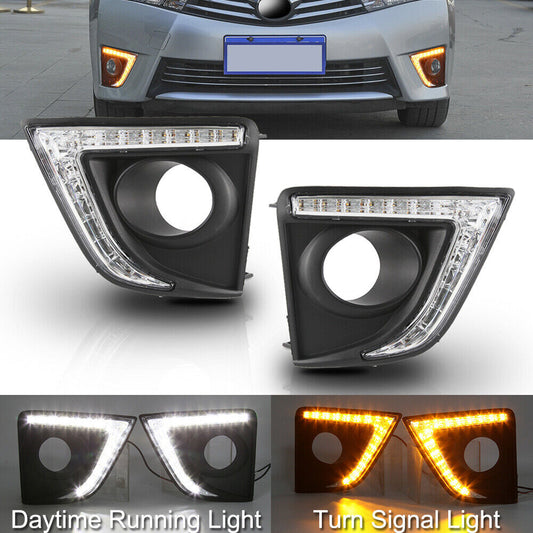 for Toyota for Corolla 2014-2016 DRL LED Daytime Running Fog Lamp Light Turn Signal@ Q