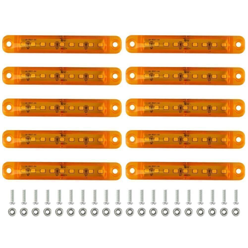 10x Amber 9 LED Sealed Side Marker Clearance Light Fit Car Truck Trailer Lorry