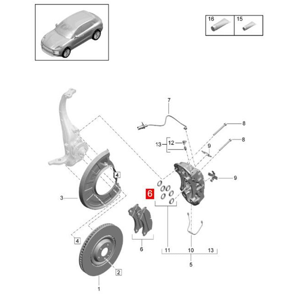 One Set Front Brake Pads for Porsche for Cayenne 9YA 2019-2022 9Y0698151AP Q