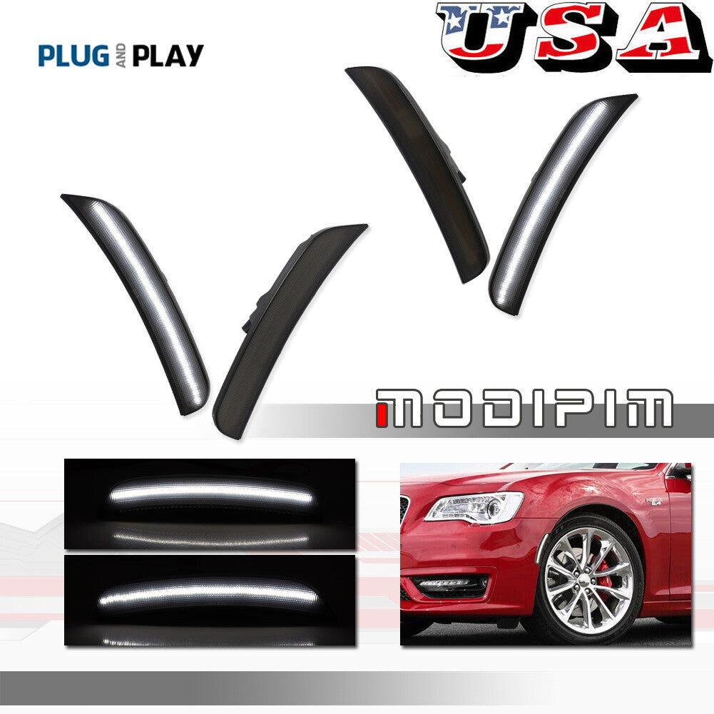 For 2015 - 23 for for CHRysler 300 300C 300S White LED Side Marker Lights Front and Rear Kit - v