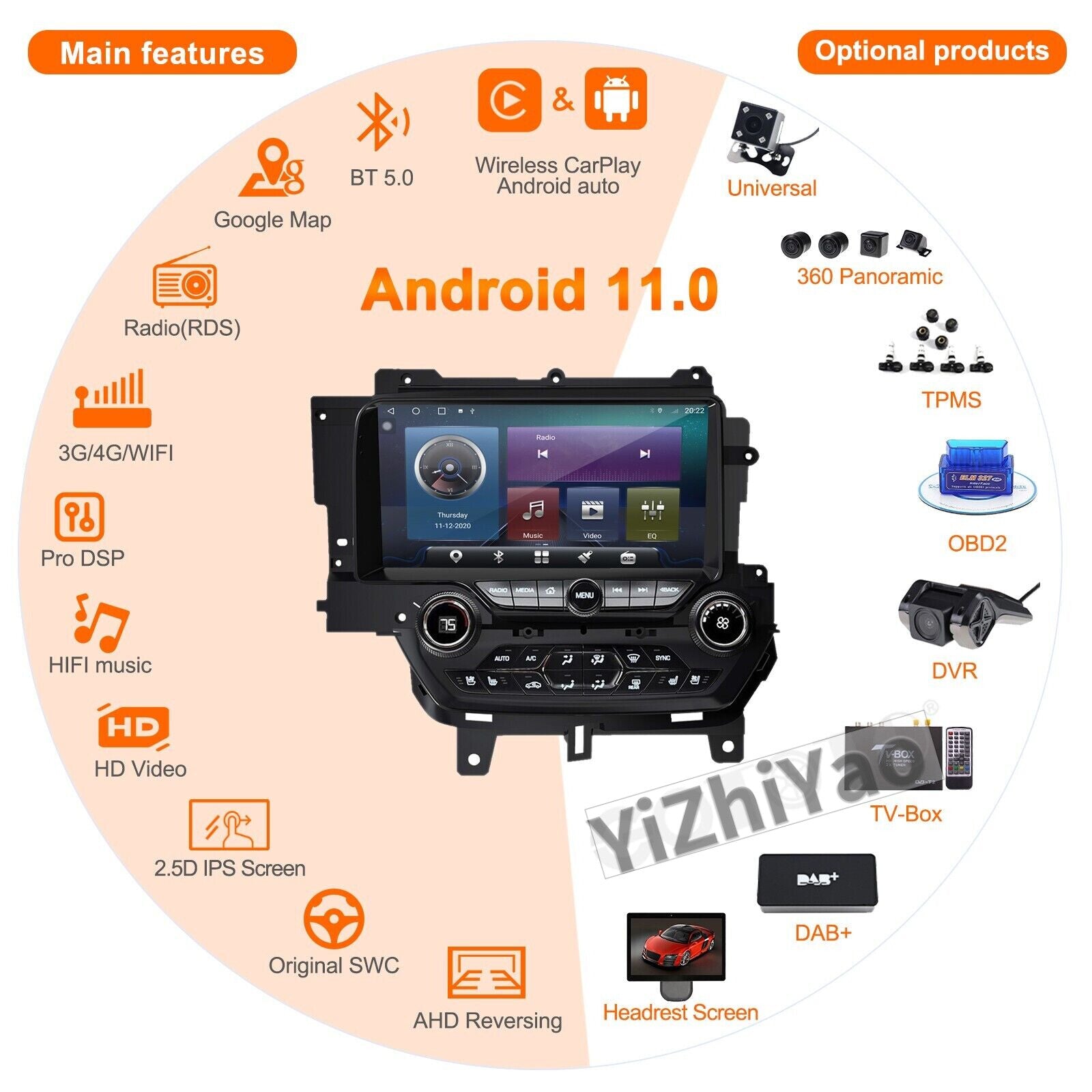 for Chevrolet for Corvette C7 Stingray 2013-2020 CarPlay Car Stereo Radio Player