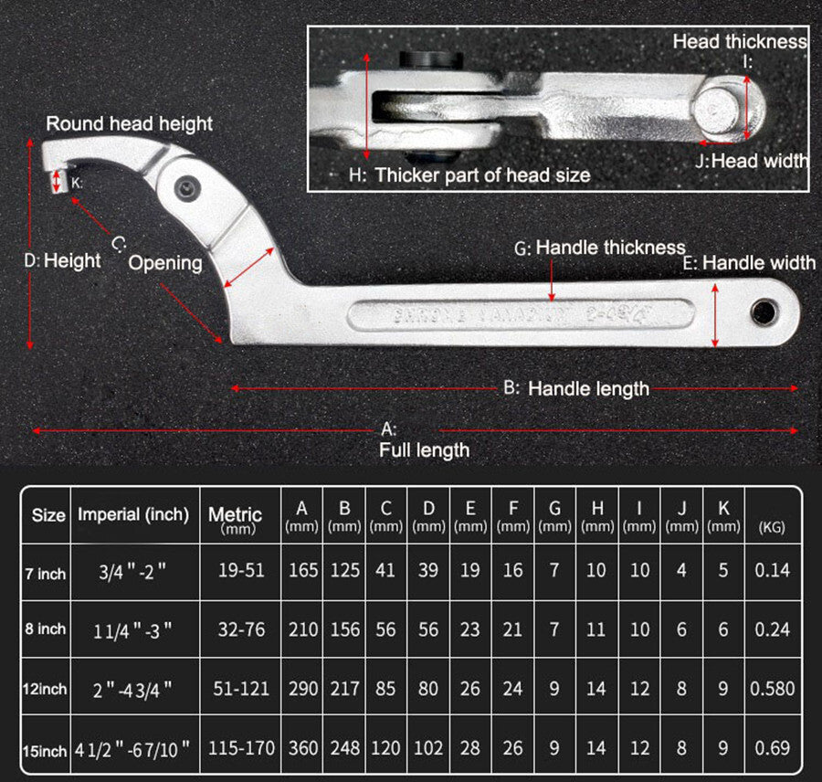 Motorcycle Bike Hook Wrench C Clamp Spanner Adjust Shock Absorber Repair Tool Q