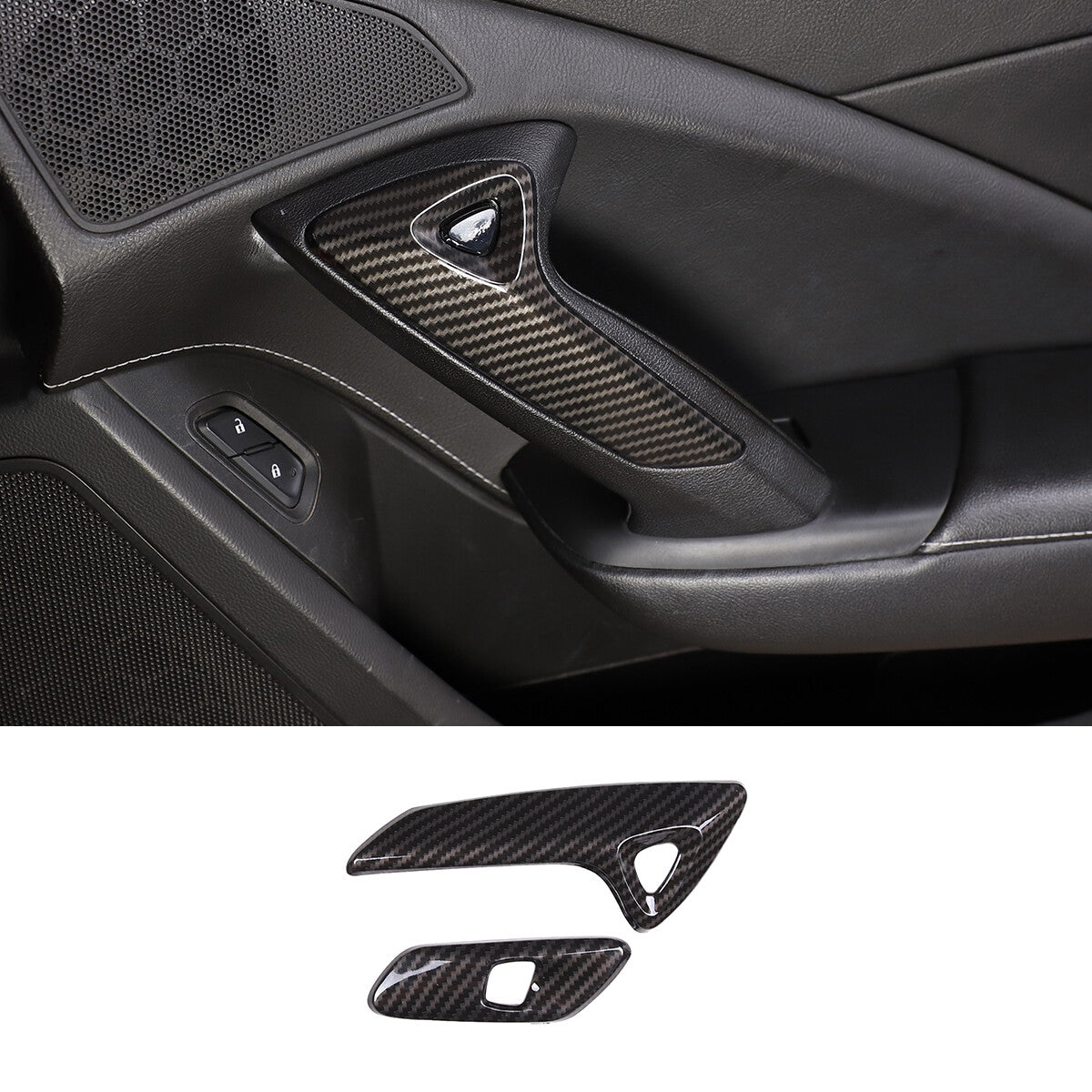 Carbon fiber interior console armrest cover decoration suitable for Corvette C7 2014-2019- v