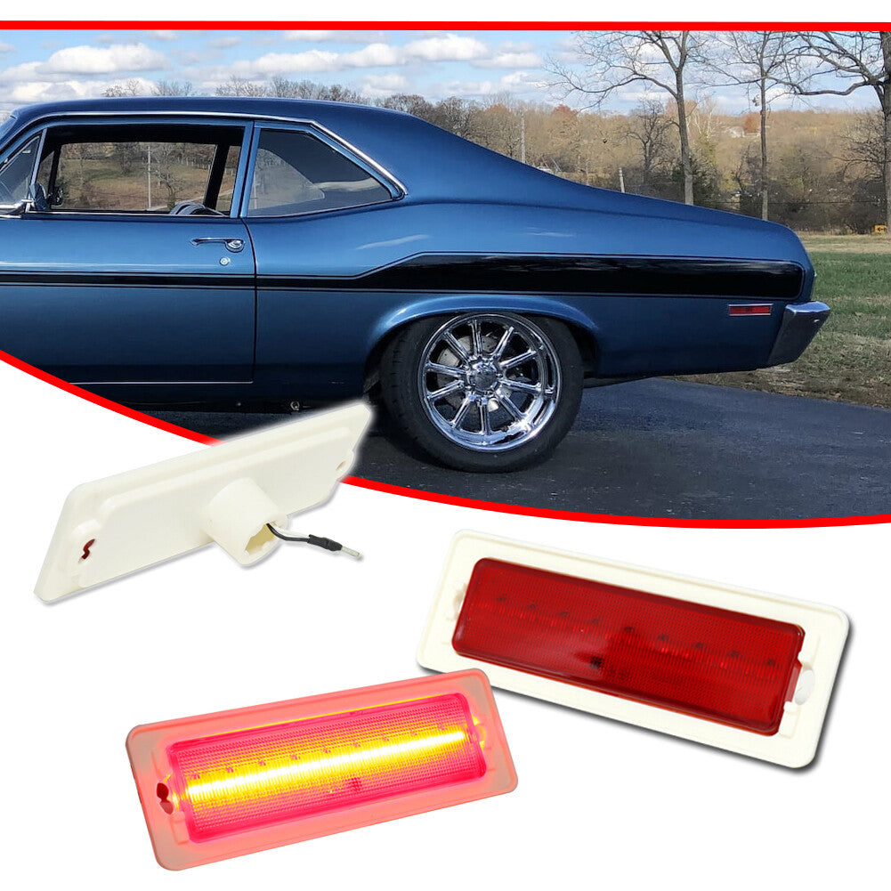 Red Lens LED Rear Corner Side Marker Indicator Lights for 1970 - 1974 for Nova- v