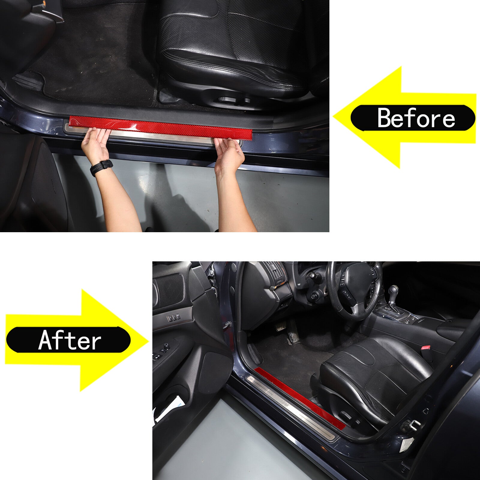 Red Carbon Fiber Door Handle Lock Switch Button Cover Decal for Corvette C7 2014-19- v