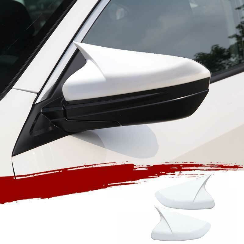 2White OX Horn RearView Mirror Protective Cover Trim for Honda for Civic 2016- 2021