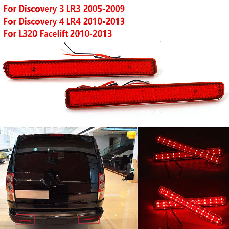 Rear bumper reflector LEDs; rear brakes compatible with for Land Rover Discovery 3/4 (2005-2013-).