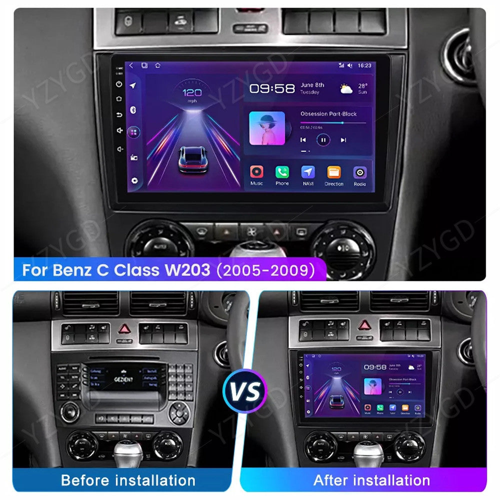 Android 14 CarPlay for Mercedes for Benz C-Class W203 2004-2007 GPS Car Stereo Radio