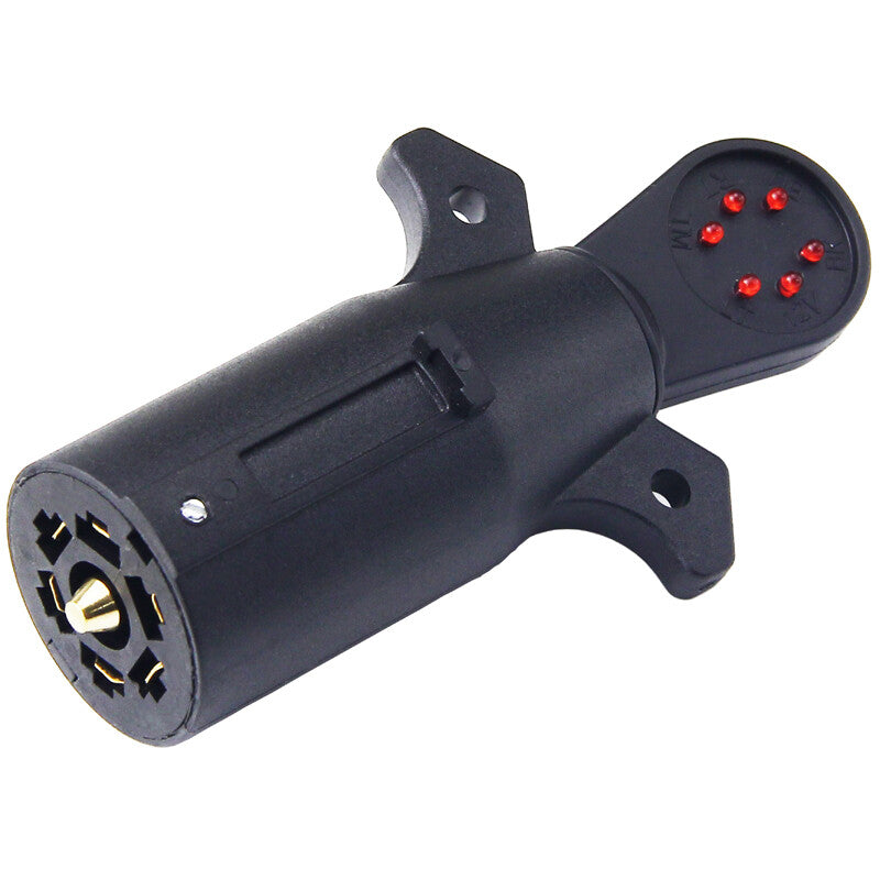7-pin blade trailer light wire circuit tester with round adapter plug suitable for RVs and boats - n