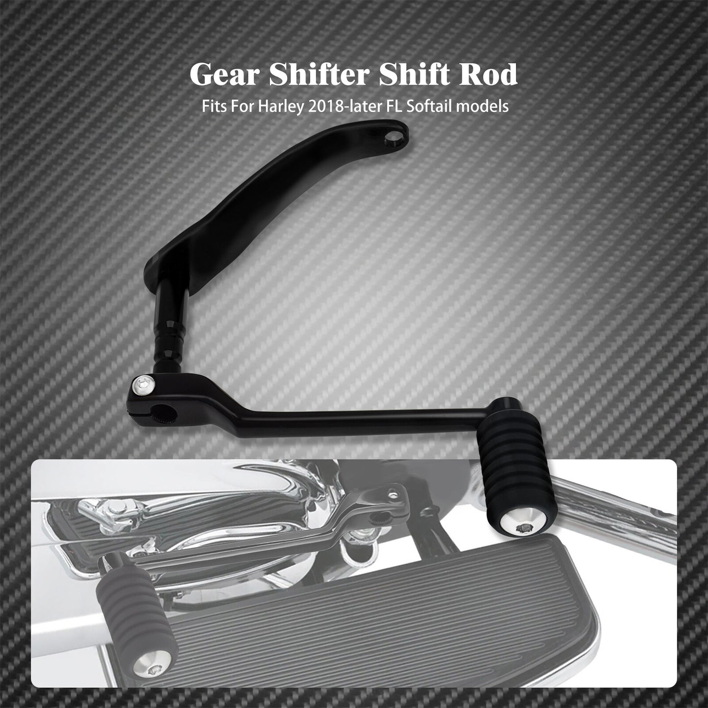 Black Gear Shifter Shift Rod Lever Arm Set Fit for Harley Solftail FL 2018-2022
