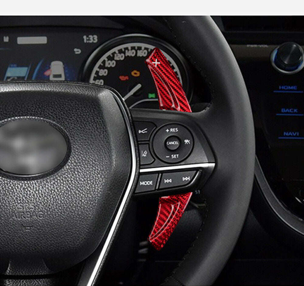 Red Carbon ABS Steering Wheel Shift Paddle Extensions for Toyota for Camry 2018-2023