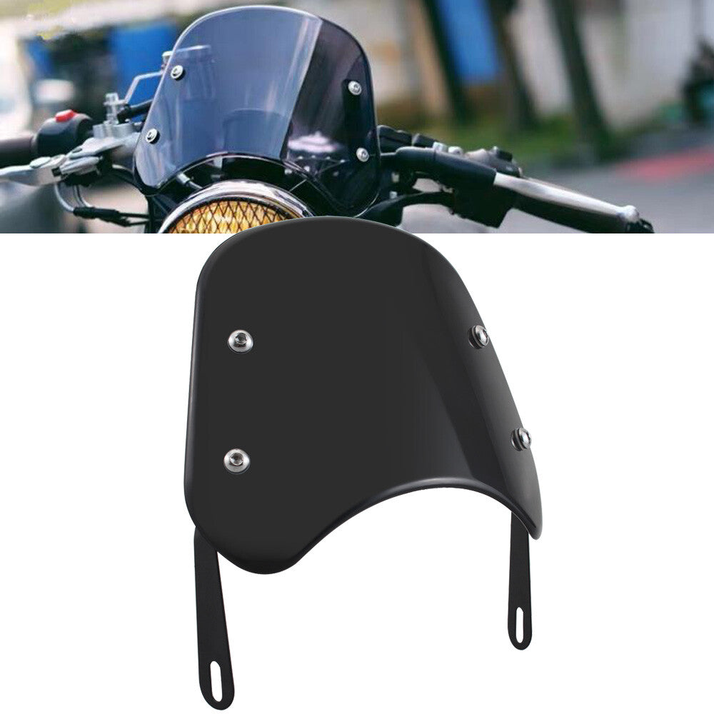 Universal Motorcycle Headlight Fairing Windshield Windscreen 5-7Round Black Q