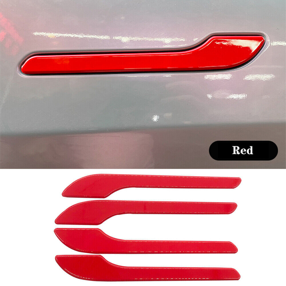 4-pack of red door handle protectors/films for 2017-21 Model 3 Y. n