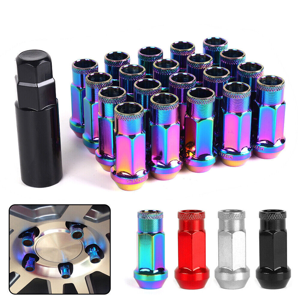 20PCS M12x1.5mm/1.25mm Extended Steel Tuner Open Ended Wheel Lug Nut Q