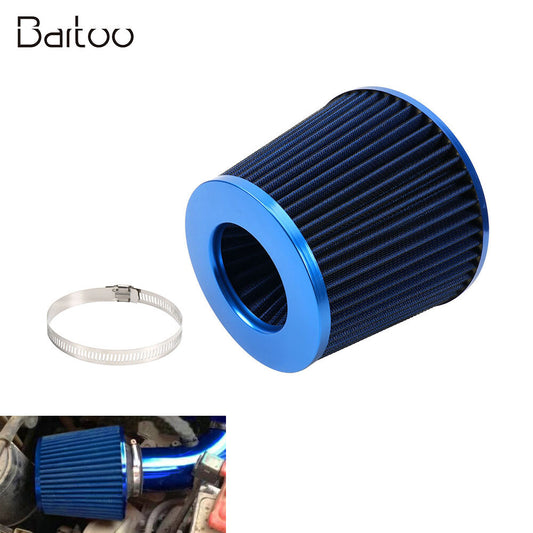 BLUE 3 76mm Inlet Car Truck Cold Air Intake Cone Replacement Dry Air Filter Q