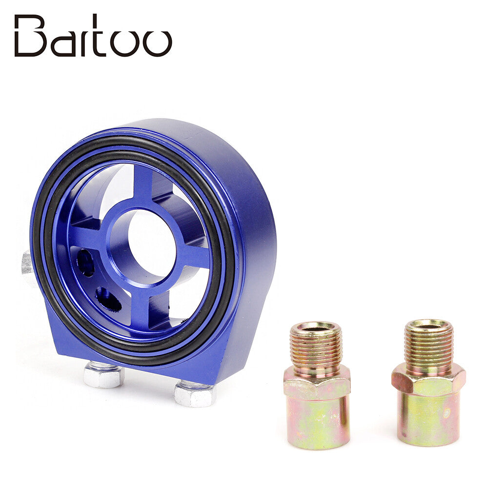 M20X1.5 Oil Filter Temp Pressure Cooler Gauge Sandwich Plate Adapter Sensor Blue Q
