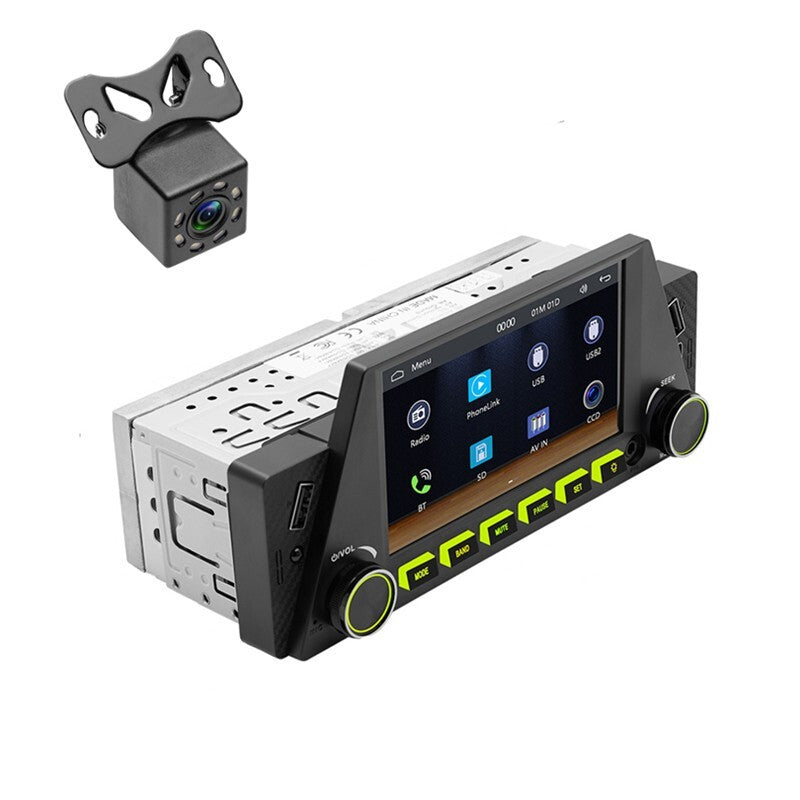 1Din 4.7in Car Stereo Radio Bluetooth For Apple Carplay Multimedia Player W/Cam