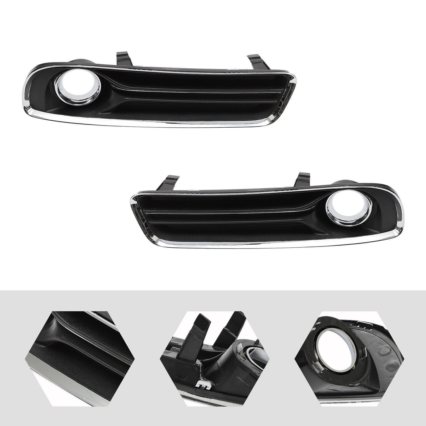 A set of two front fog light trim lights for Chrysler 300 2011-2014.