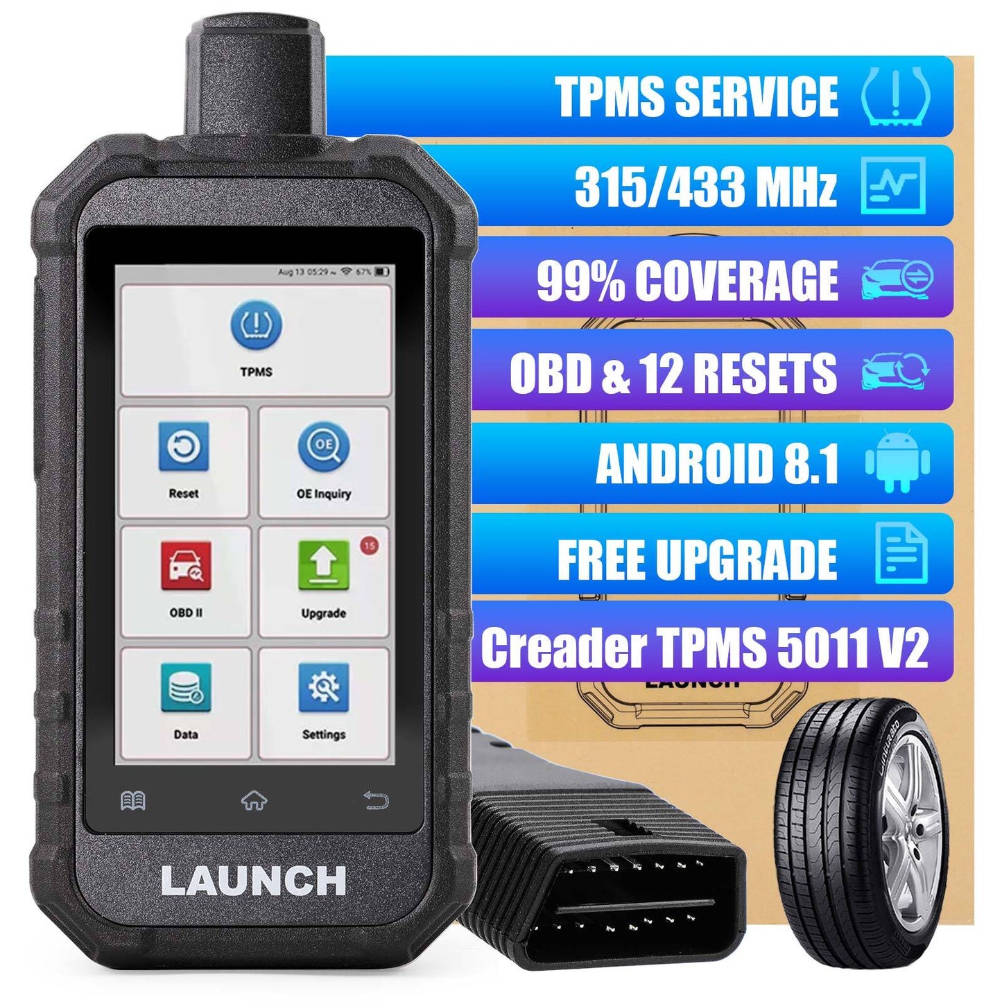 LAUNCH Creader TPMS 5011 V2 Activation Diagnostic Tool Tire Pressure Sensor Read