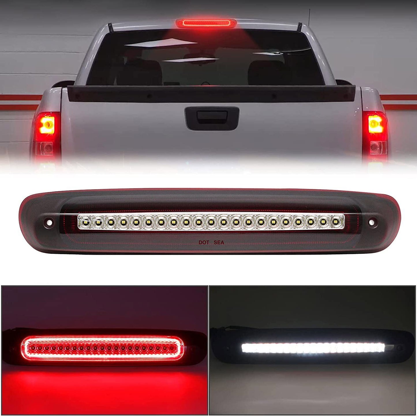 Suitable for 2007-2013 for Chevrolet Silverado for GMC for Sierra LED third brake cargo taillights. Q