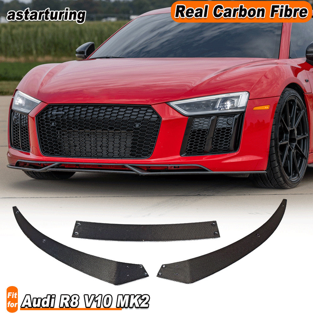 Fit for Audi R8 V10 MK2 2016-2019 Real Carbon Front Bumper Lip Splitters Spoiler