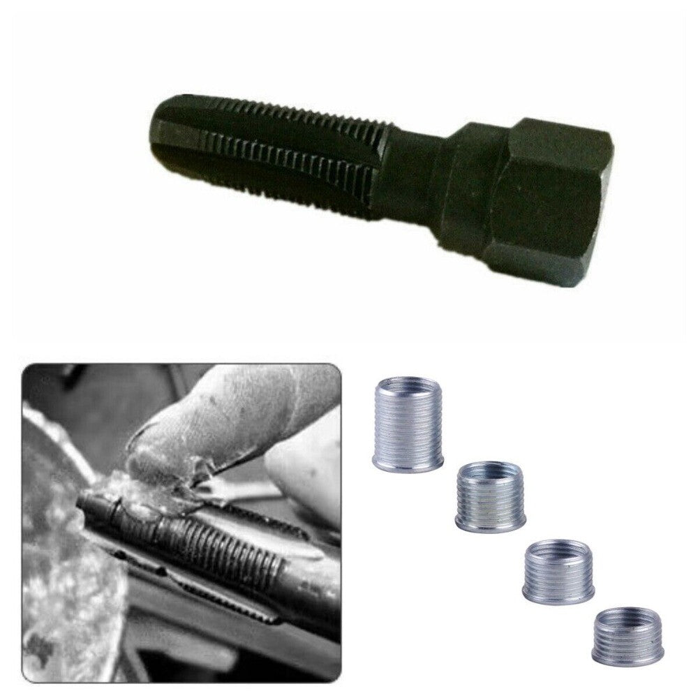 M14 1.25 Spark Plug Rethread Thread Repair Set Helicoil Reamer Tap w/ 4 Inserts n